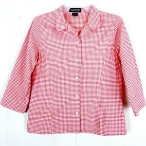 Lands End Check Plaid Button Shirt Girls Size 14
